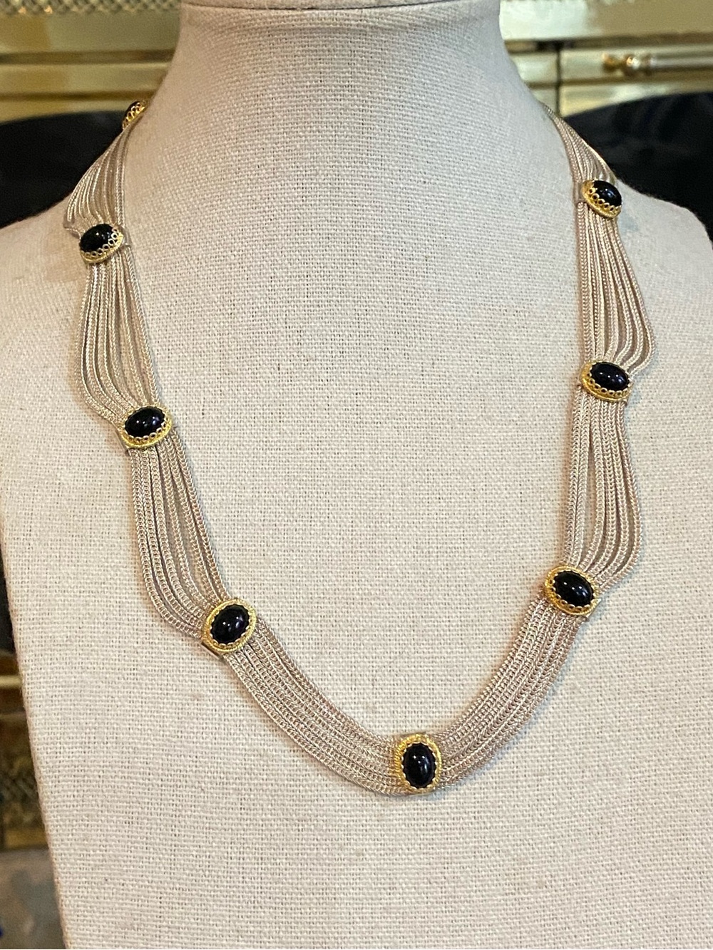 Vintage Sterling Silver Black Onyx Necklace 925